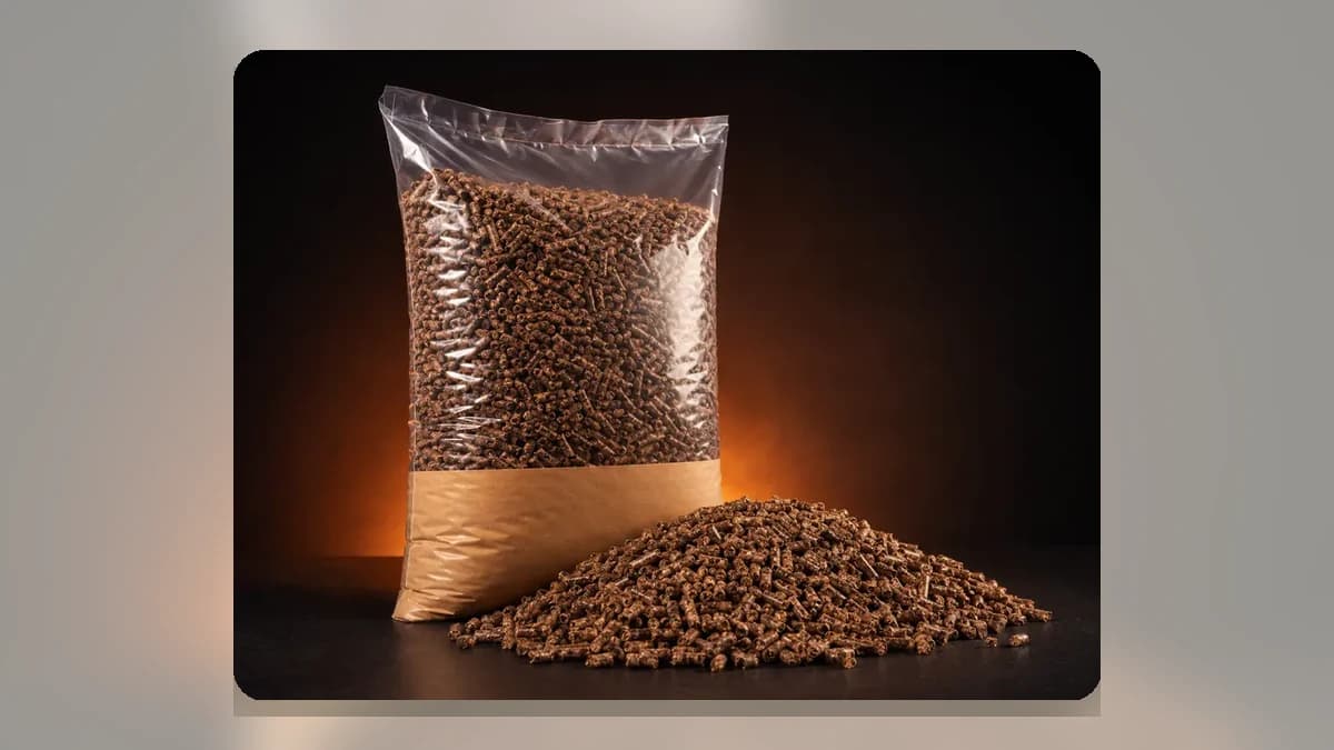 Oak fuel pellets in a bag