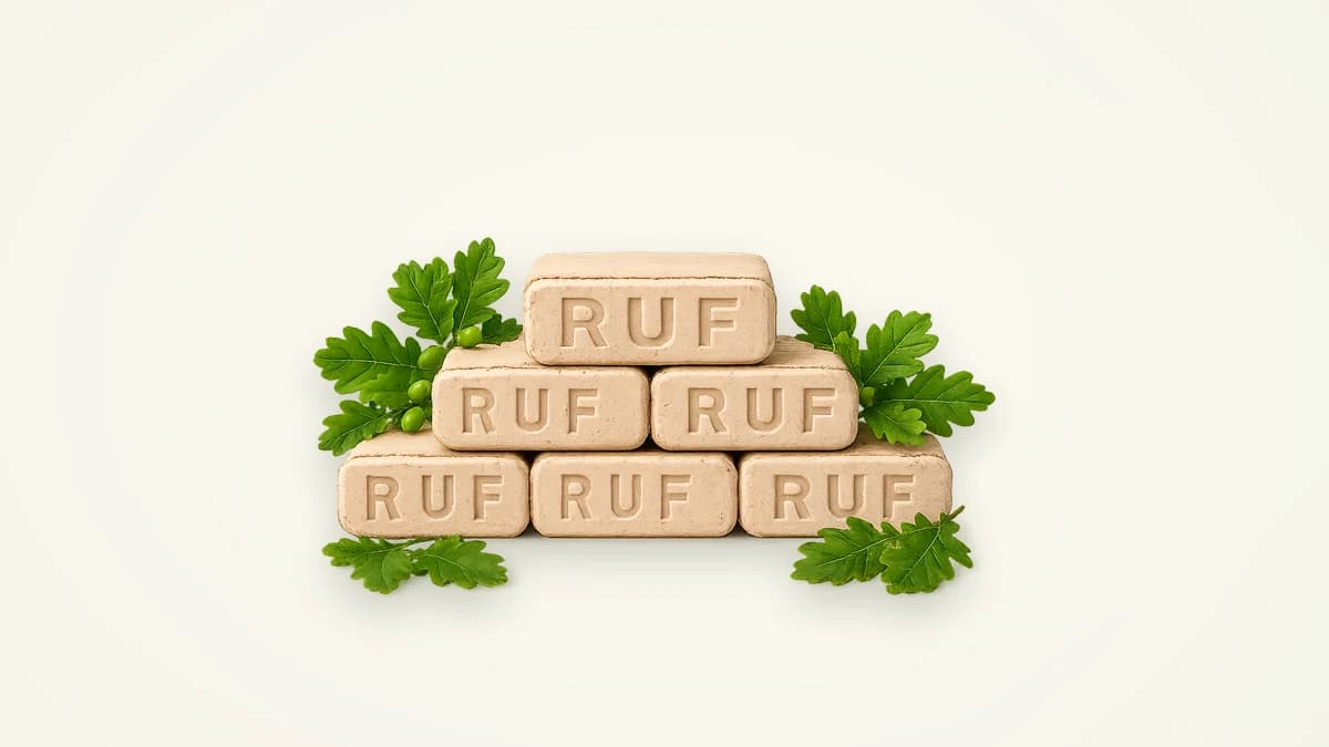 Light RUF oak briquettes without bark